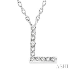 1/20 Ctw Initial 'L' Round Cut Diamond Pendant With Chain in 10K White Gold