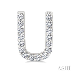 1/10 Ctw Initial 'U' Round Cut Diamond Earrings in 10K White Gold