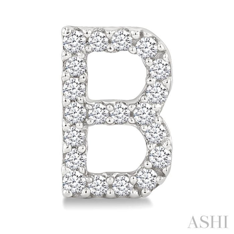 1/8 Ctw Initial 'B' Round Cut Diamond Earrings in 10K White Gold