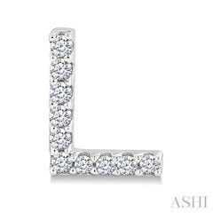 1/10 Ctw Initial 'L' Round Cut Diamond Earrings in 10K White Gold