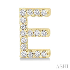1/10 Ctw Initial 'E' Round Cut Diamond Earrings in 10K Yellow Gold