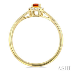 5x3 MM Octagonal Shape Citrine and 1/20 Ctw Single Cut Diamond Halo Semi-Precious Ring in 10K Yellow Gold