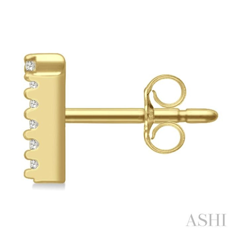 1/10 Ctw Initial 'T' Round Cut Diamond Earrings in 10K Yellow Gold