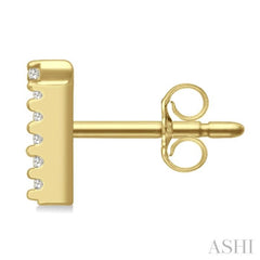 1/10 Ctw Initial 'T' Round Cut Diamond Earrings in 10K Yellow Gold