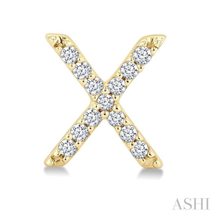 1/10 Ctw Initial 'X' Round Cut Diamond Earrings in 10K Yellow Gold