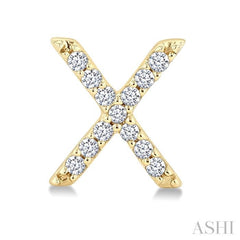 1/10 Ctw Initial 'X' Round Cut Diamond Earrings in 10K Yellow Gold