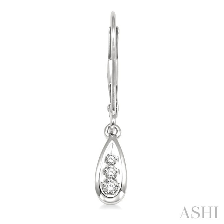 1/8 Ctw Pear Shape Round Cut Diamond Earrings in 14K White Gold