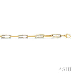 1 Ctw Round Cut Diamond Paperclip Bracelet in 10K Yellow Gold