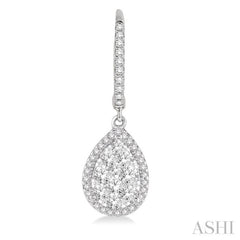 3/4 Ctw Pear Shape Diamond Lovebright Earrings in 14K White Gold
