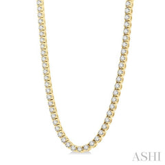 15 Ctw Round Cut Diamond Tennis Necklace in 14K Yellow Gold