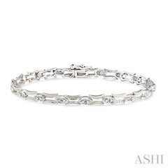 1/3 Ctw Marquise Shape Single Cut Diamond Link Bracelet in 10K White Gold