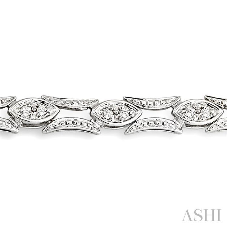 1/3 Ctw Marquise Shape Single Cut Diamond Link Bracelet in 10K White Gold