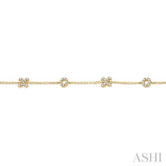 1/5 Ctw 'XO' Hugs and Kisses Round Cut Diamond Station Bracelet in 10K Yellow Gold