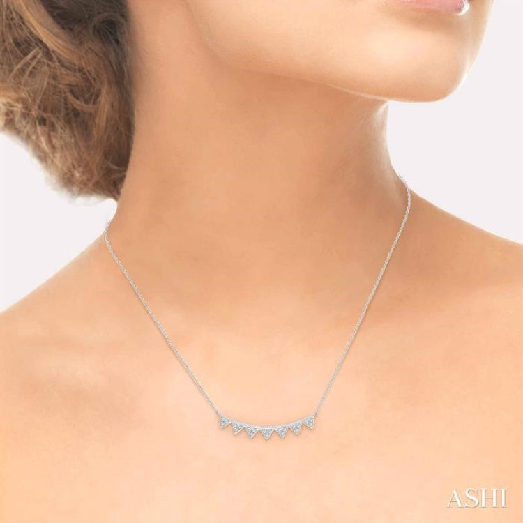 1/10 Ctw Triangle Round Cut Diamond Geometric Pendant With Link Chain in 10K White Gold