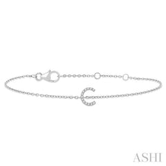 1/20 Ctw Initial 'C' Round Cut Diamond Bracelet in 10K White Gold