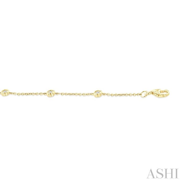1/10 Ctw Bezel Set Round Cut Diamond Station Anklet in 10K Yellow Gold