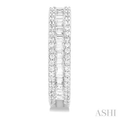 1/2 Ctw Baguette and Round Cut Diamond Fashion Hoop Earring in 14K White Gold