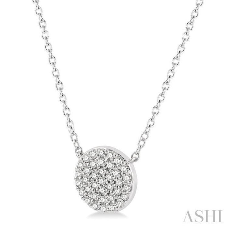 1/6 Ctw Disc Round Cut Diamond Petite Pendant With Chain in 10K White Gold