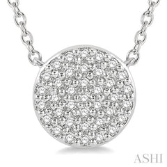 1/6 Ctw Disc Round Cut Diamond Petite Pendant With Chain in 10K White Gold