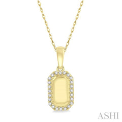 1/10 Ctw Round Cut Diamond Tag Pendant With Chain in 10K Yellow Gold