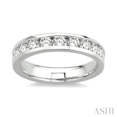 1 Ctw Round Cut Diamond Wedding Band in 14K White Gold