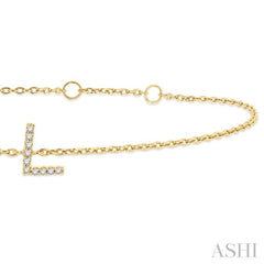 1/20 Ctw Initial 'L' Round Cut Diamond Bracelet in 10K Yellow Gold