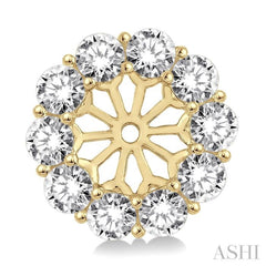 2 Ctw Round Cut Diamond Earring Jacket in 14K Yellow Gold