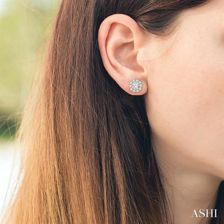 2 Ctw Round Cut Diamond Earring Jacket in 14K Yellow Gold