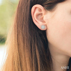 2 Ctw Round Cut Diamond Earring Jacket in 14K Yellow Gold