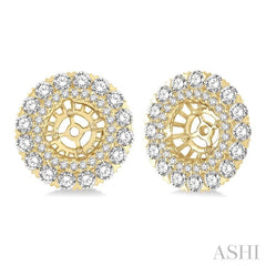 1 3/4 Ctw Circular Scalloped Edge Round Cut Diamond Earrings Jacket in 14K Yellow Gold