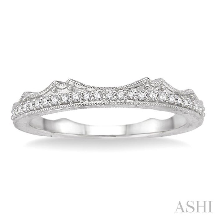 1/10 Ctw Round Cut Diamond Wedding Band in 14K White Gold