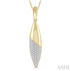 1/8 Ctw Marquise Round Cut Diamond Fashion Pendant With Chain in 10K Yellow Gold