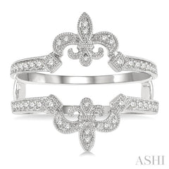 1/4 Ctw Fleur De Lis Round Cut Diamond Insert Ring in 14K White Gold