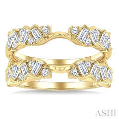 3/4 Ctw Zigzag Baguette and Round Cut Diamond Insert Ring in 14K Yellow Gold