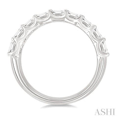 3 Ctw Triple Row Emerald Cut Diamond Fashion Wide Band in 14K White Gold