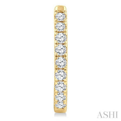 1/2 Ctw Round Cut Diamond Fashion Hoop Earrings in 14K Yellow Gold