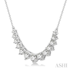1 Ctw Graduated Round Cut Diamond Smile Necklace in 14K White Gold