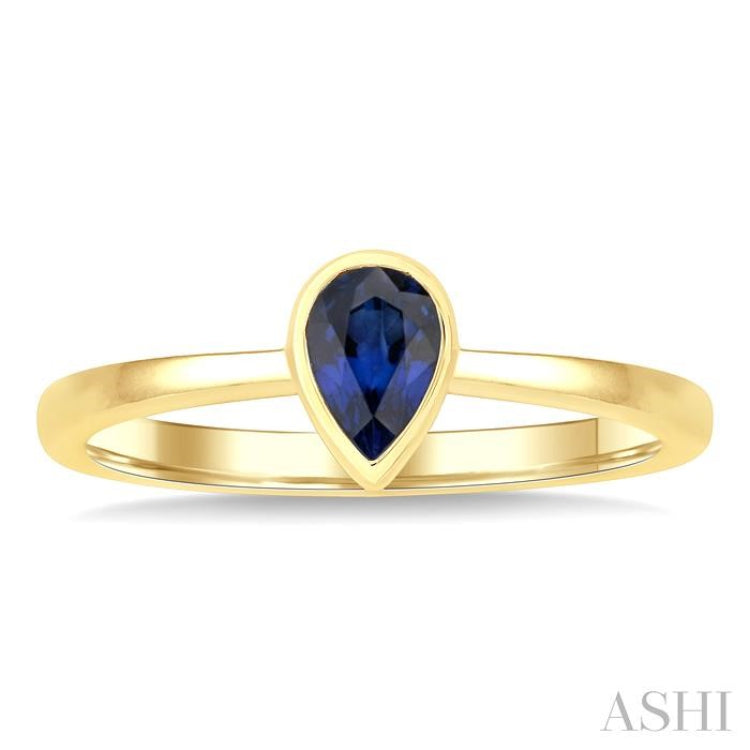 6X4 MM Pear Shape Sapphire Precious Solitaire Ring in 14K Yellow Gold