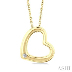 1/50 Ctw Reclined Heart Round Cut Diamond Fashion Pendant With Chain in Yellow Gold Vermeil