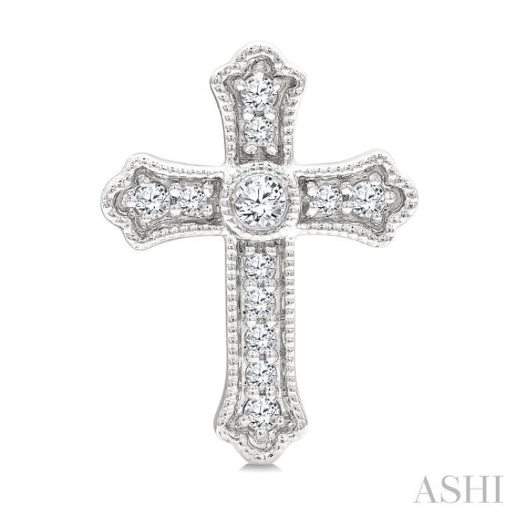 1/5 Ctw Round Cut Diamond Cross Petite Fashion Earrings in 10K White Gold