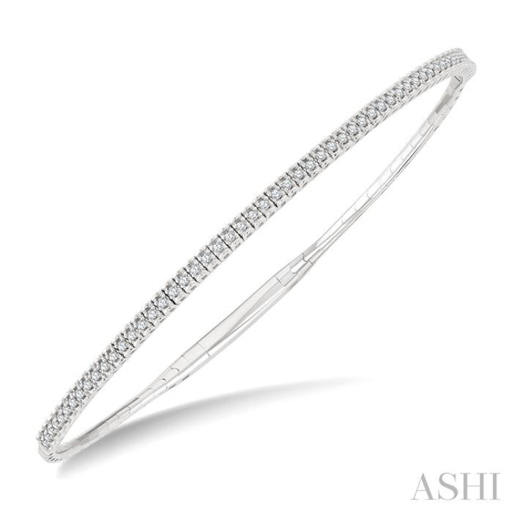 1/4 Ctw Halfway Round Cut Diamond Flex Bangle in 14K White Gold