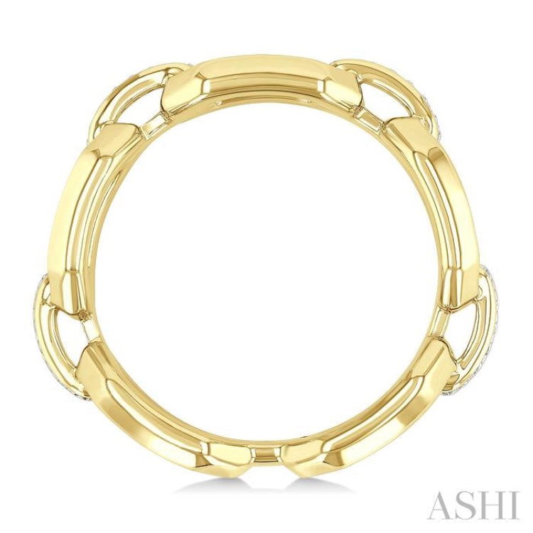 1/20 Ctw Bold Octagonal Link Round Cut Diamond Fashion Ring in Yellow Gold Vermeil