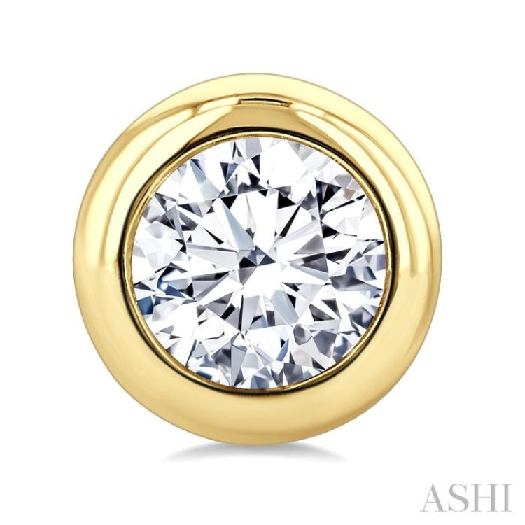 3/4 Ctw Bezel Set Round Cut Diamond Stud Earrings in 14K Yellow Gold
