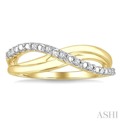 1/20 Ctw Split Crisscross Round Cut Diamond Fashion Ring in Yellow Gold Vermeil