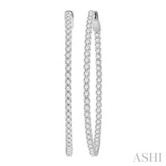 2 Ctw Inside & Outside Round Cut Diamond Hoop Earrings in 14K White Gold