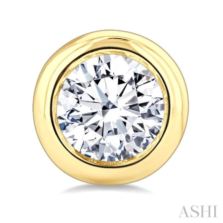 1/2 Ctw Bezel Set Round Cut Diamond Stud Earrings in 14K Yellow Gold