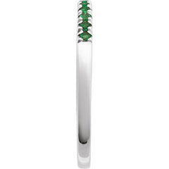 Sterling Silver Lab-Grown Emerald Stackable Ring