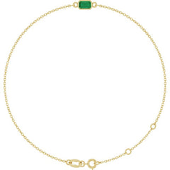 14K Yellow Gold Lab-Grown Emerald 6 1/2-7 1/2" Bracelet