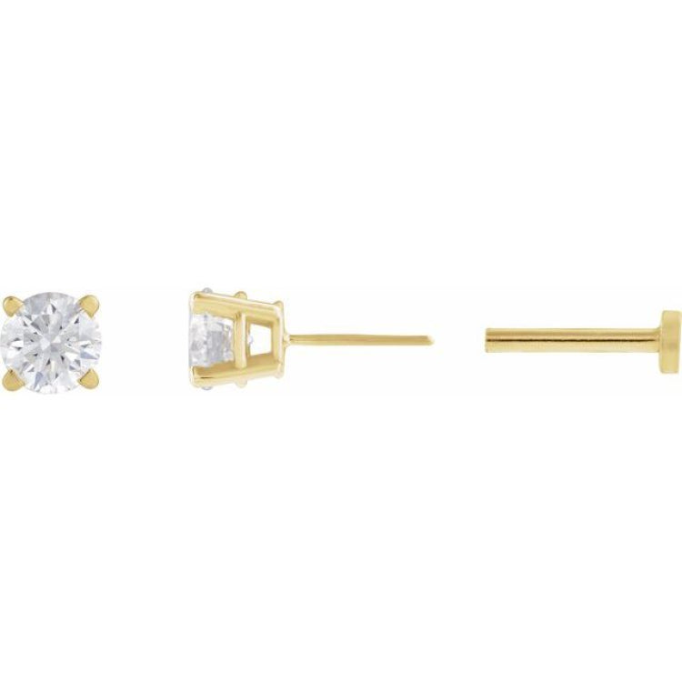 14K Yellow Gold 1/4 CT Lab-Grown White Diamond Earring