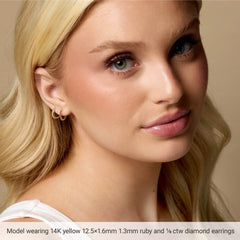 14K Yellow Gold 1/3 CTW Natural Diamond Hinged 15 mm Hoop Earrings